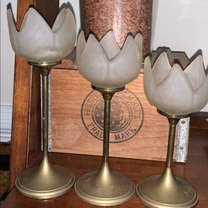 Mid century tulip candle holders